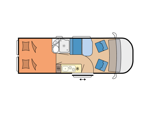 Hobby Vantana Fiat|2 Berth|4 Belt|Rear Tranverse Bed|Awning|Solar Panel|TV Ariel 2
