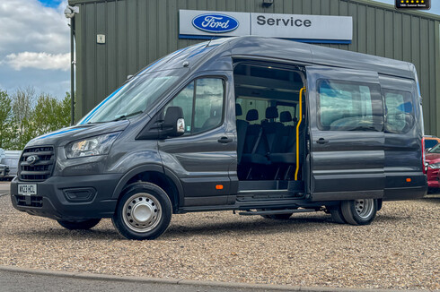 Ford Transit AUTO 17 Seat Minibus L4H3 High Roof Air con 165Bhp Pan Roof Heated Front Sc