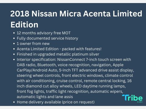 Nissan MICRA ACENTA LIMITED EDITION 5
