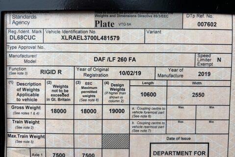 DAF LF 6.7 280 FA 18T Scaffold Lorry - 24ft Body - Manual / Air Suspension 29