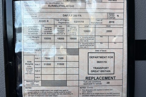 DAF LF 280 18T 22ft Scaffold Lorry - New Body - Air Susp 30