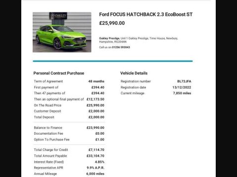 Ford Focus 2.3T EcoBoost ST Euro 6 (s/s) 5dr 5