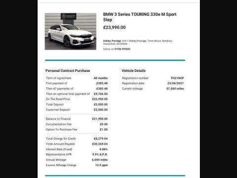 BMW 3 Series 2.0 330e 12kWh M Sport Touring Auto Euro 6 (s/s) 5dr 5