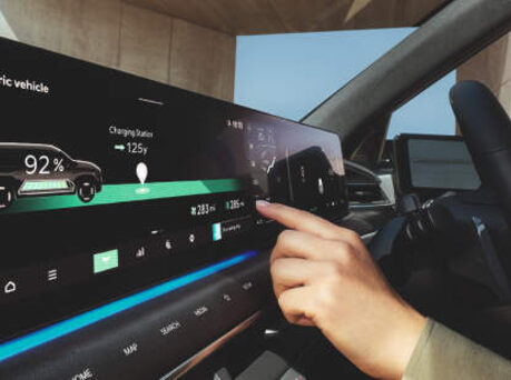 Image of Kia EV9 triple panoramic display.
