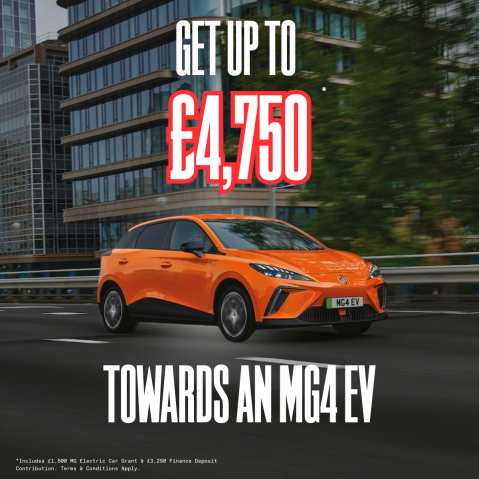 Image of MG4 EV with £4,750 saving.