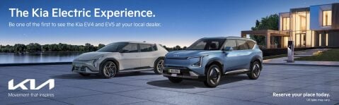 Image of the Kia EV4 and EV5 with call to book electric roadshow experience.