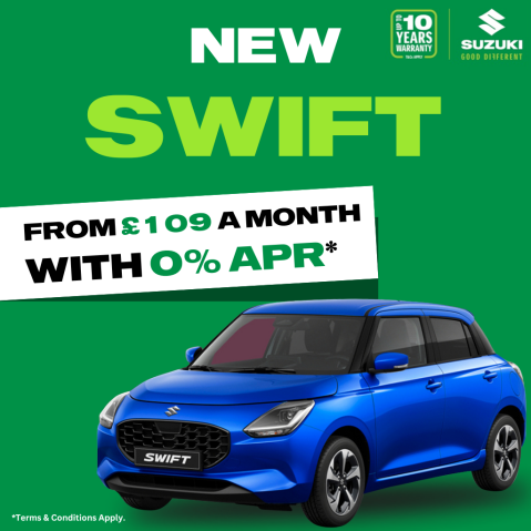 Suzuki Swift from £109 per month.