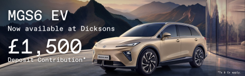 Image of MGS6 EV with £1,500 deposit contribution offer.