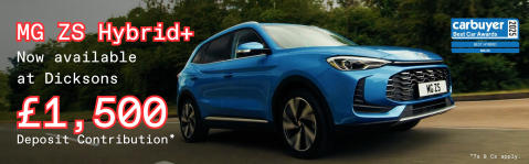 Image of MG ZS Hybrid+ with £1,500 deposit contribution offer.