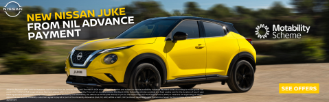 Image of Nissan Juke with Nil Advance Payment Motability offer.