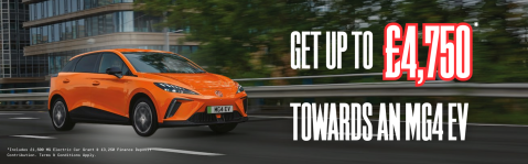 Image of MG4 EV with £4,750 saving.