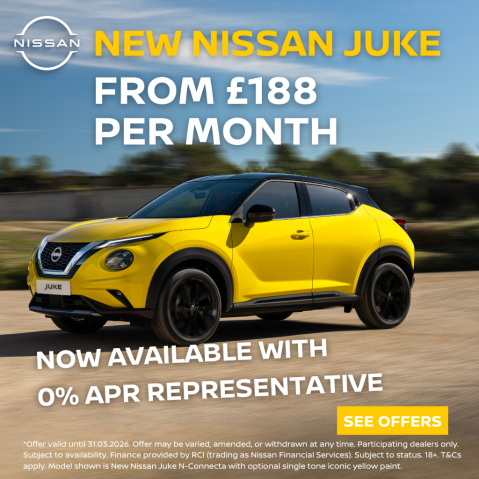 Image of Nissan Juke with £188 per month offer.
