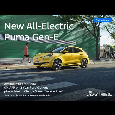 New All-Electric Puma Gen-E is available with 0% APR* on 2 Year Ford Options.
